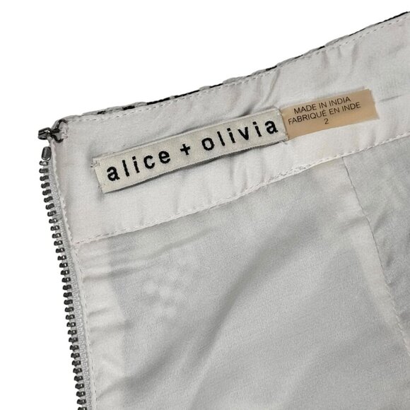 ALICE + OLIVIA Marisa Short Sz.XS/2 Embroidered Brocade Geometric Boho Tribal - Picture 10 of 12